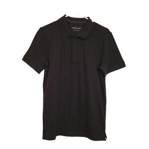 Everlane mens black short sleeved cotton polo shirt preppy golf